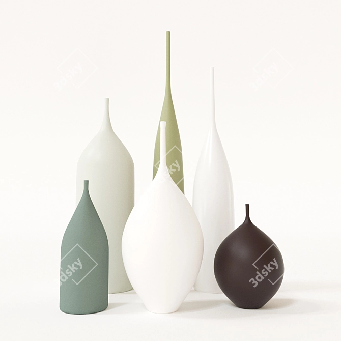Elegant Porcelain Vessels 3D model image 1