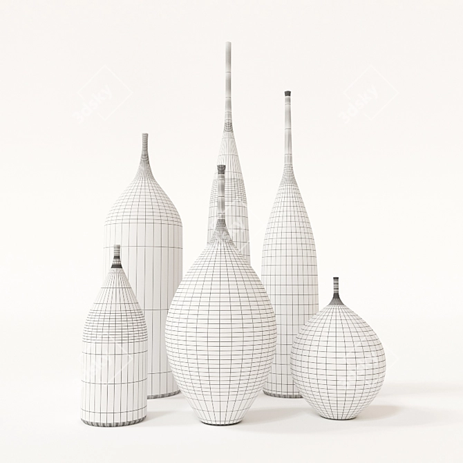 Elegant Porcelain Vessels 3D model image 2