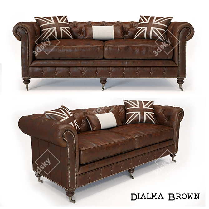 Italian Dialma Brown Sofa: Classic Elegance for Any Interior 3D model image 1