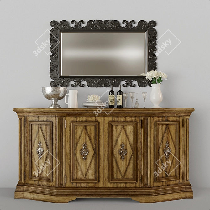 Elegant Auberose Hooker Chest with Mirror 3D model image 2