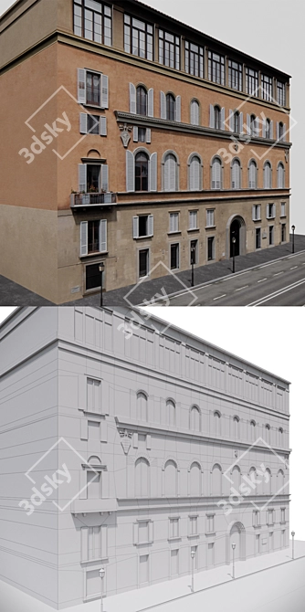 Background Building Facade 3D model image 2