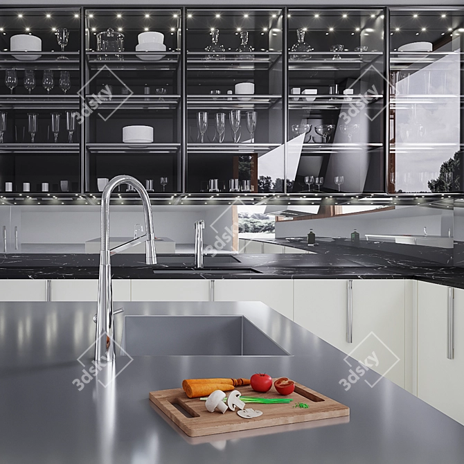 Sleek Glass Kitchen Barrique: Vetro Eleganza 3D model image 2