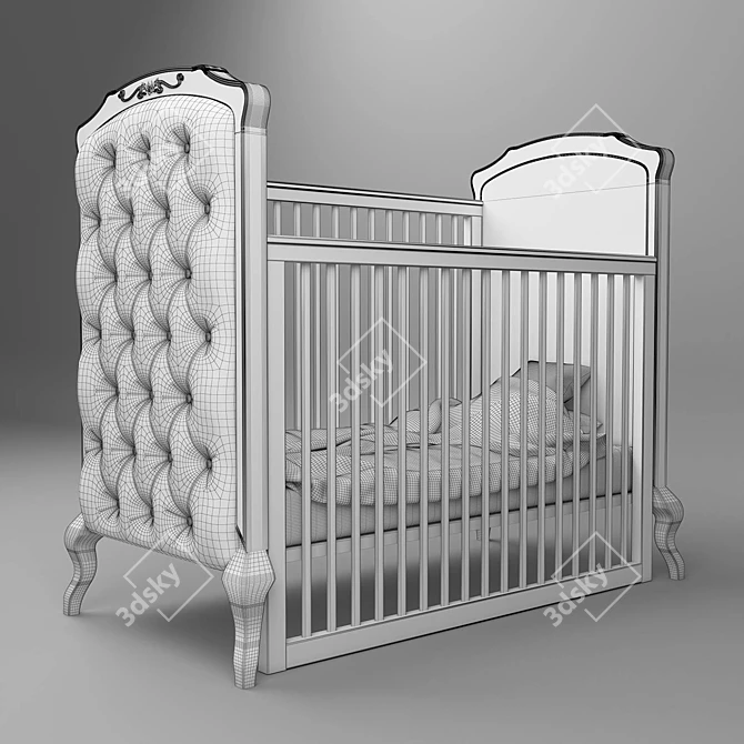 Versatile Children's Bed with Adjustable Height Orthopedic Base 3D model image 2