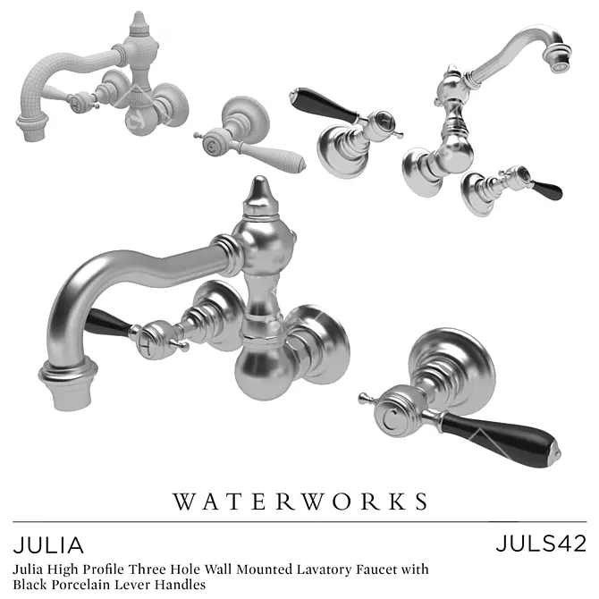 Elegant Julia Faucet with Black Porcelain Handles 3D model image 1