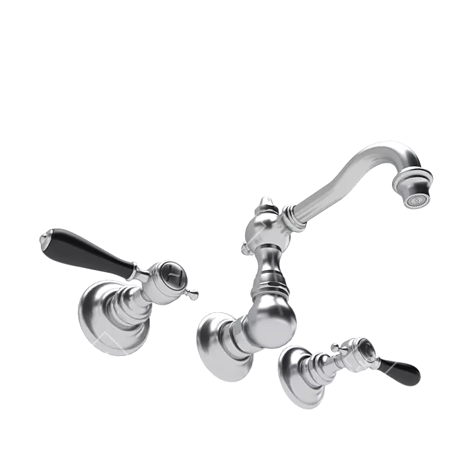 Elegant Julia Faucet with Black Porcelain Handles 3D model image 2