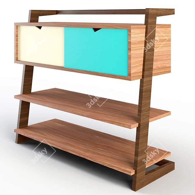 Handcrafted Wooden Sideboard 3D model image 2