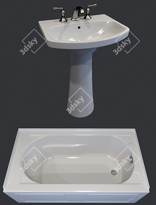 Luxury Bathroom Plumbing Set 3D model image 2