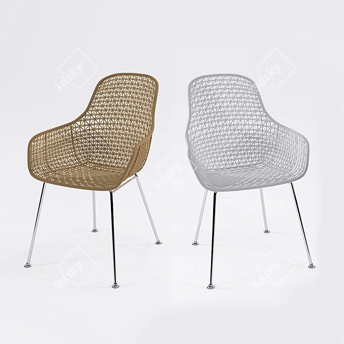 Elegant Rattan Chair 3D model image 1