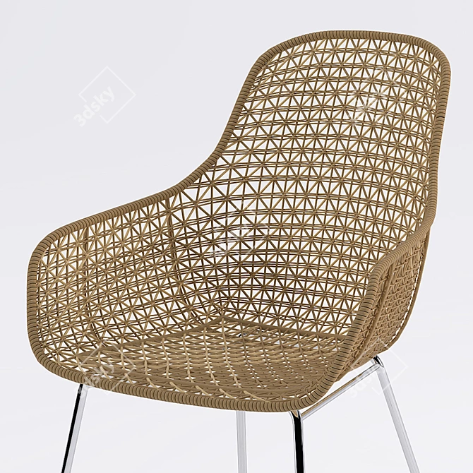 Elegant Rattan Chair 3D model image 2