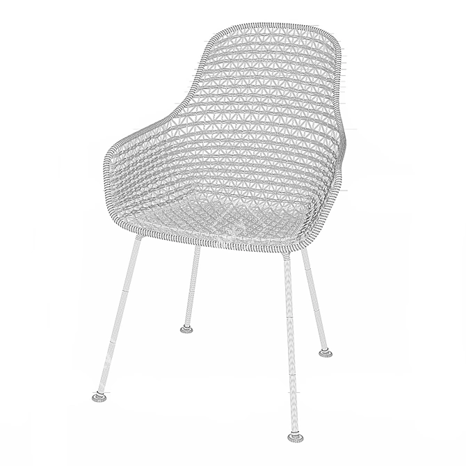 Elegant Rattan Chair 3D model image 3