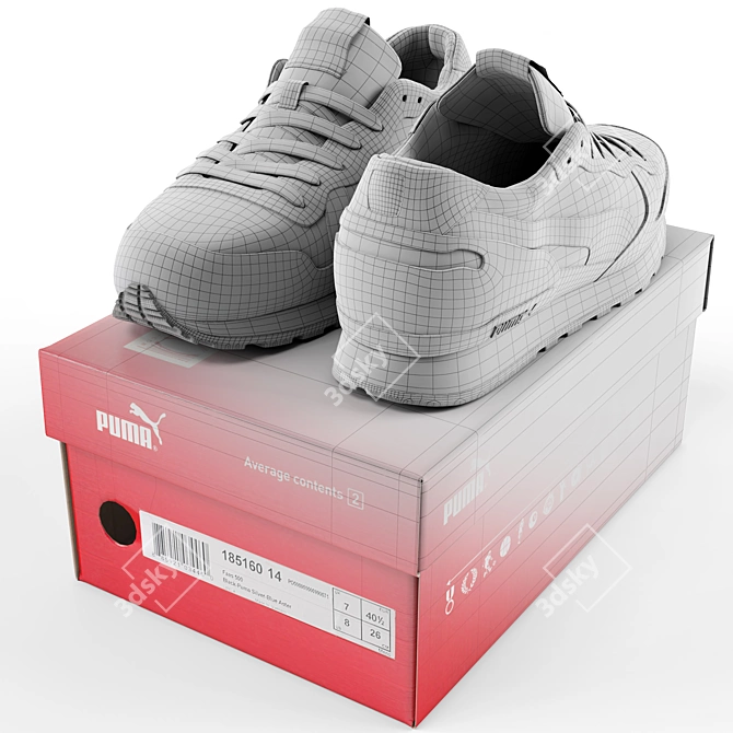 Puma RX 727 Reflective Men's Sneakers 3D model image 3