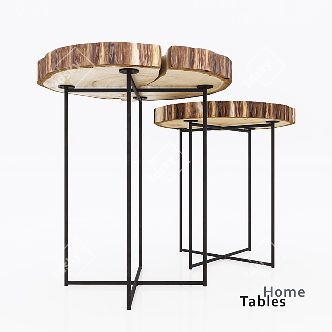 Modern Oak Home Tables 3D model image 1