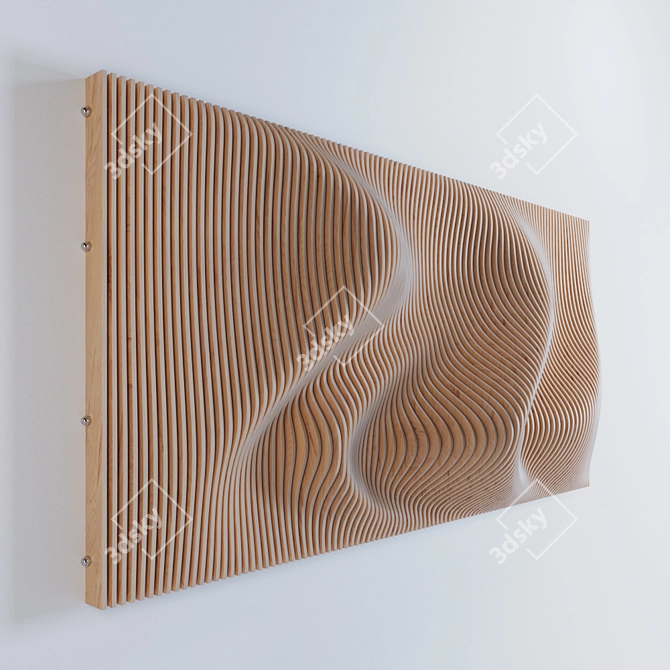 Modern Wood 3D Panno 3D model image 2