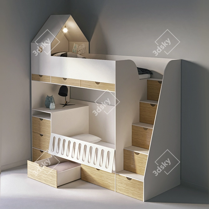 Modern 2013-2016 Crib with Drawers 3D model image 1