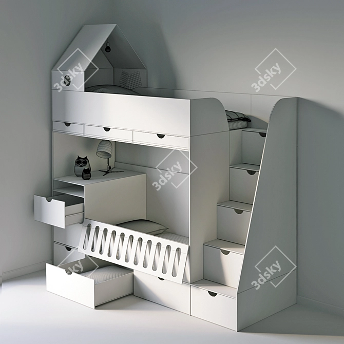 Modern 2013-2016 Crib with Drawers 3D model image 3