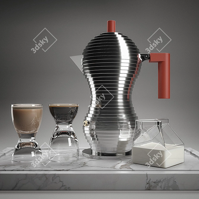 Alessi Pulcina Espresso Set: Stylish Coffee Experience 3D model image 1