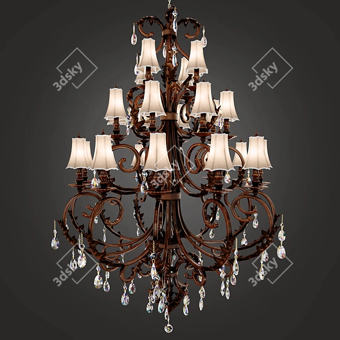 Elegant Chandelier Bliss - 24 Lights 3D model image 1