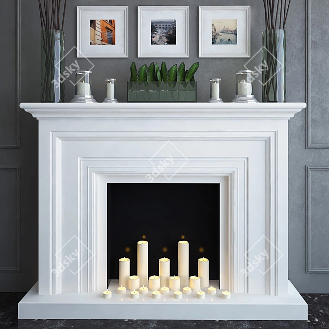 Classic Style Decorative Fireplace 3D model image 2