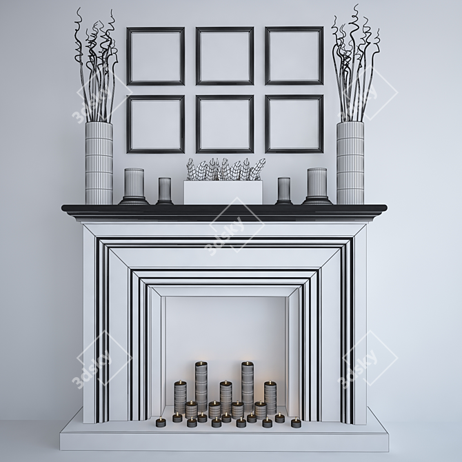Classic Style Decorative Fireplace 3D model image 3