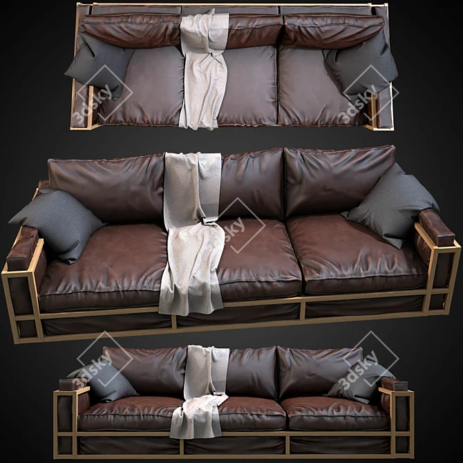 Loft Style Sofa: Unwrapped Texture, Perfect Fit, Optimized Mesh (3ds max 2014+Vray 3.4 3D model image 1