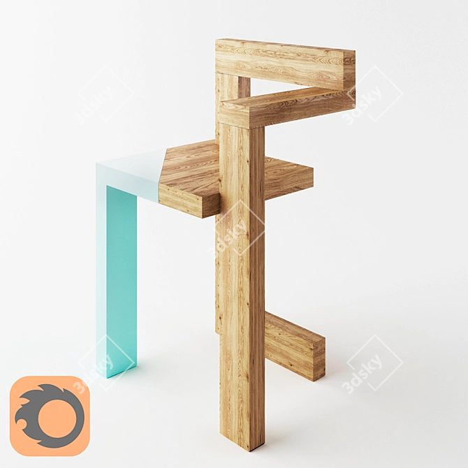 Elegant Wood Chair by Individual 3D model image 2