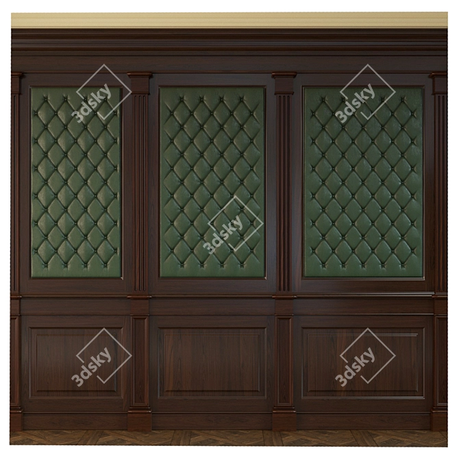 Rustic Wooden Panel Set 3D model image 1
