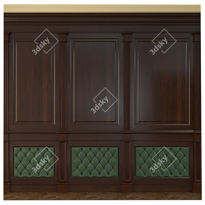 Luxury Wooden Panels with Leather 3D model image 1