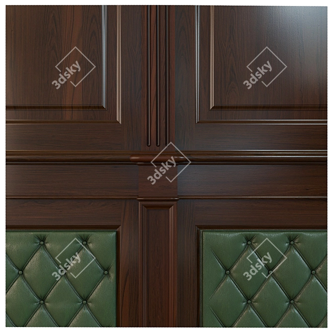 Luxury Wooden Panels with Leather 3D model image 2