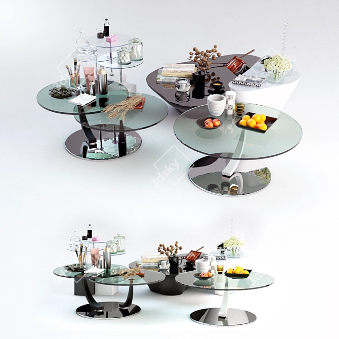 Italian Design Coffee Tables Set 3D model image 1