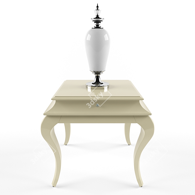 Elegant Art Deco Side Table with Pearl Finish 3D model image 1