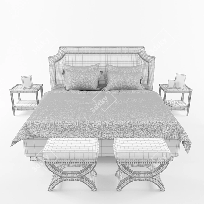 Luxury Bed Puffs by Roy Bosh 3D model image 2