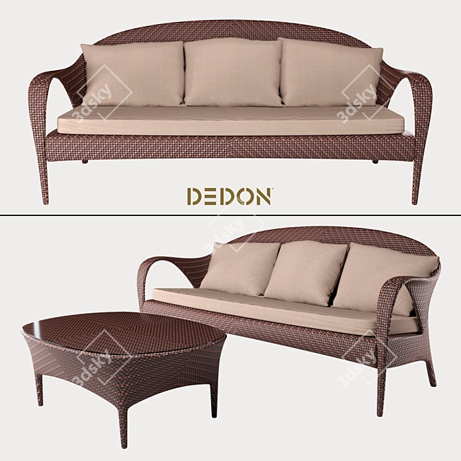 Elegant 3-Seater Sofa: Tango Collection 3D model image 1