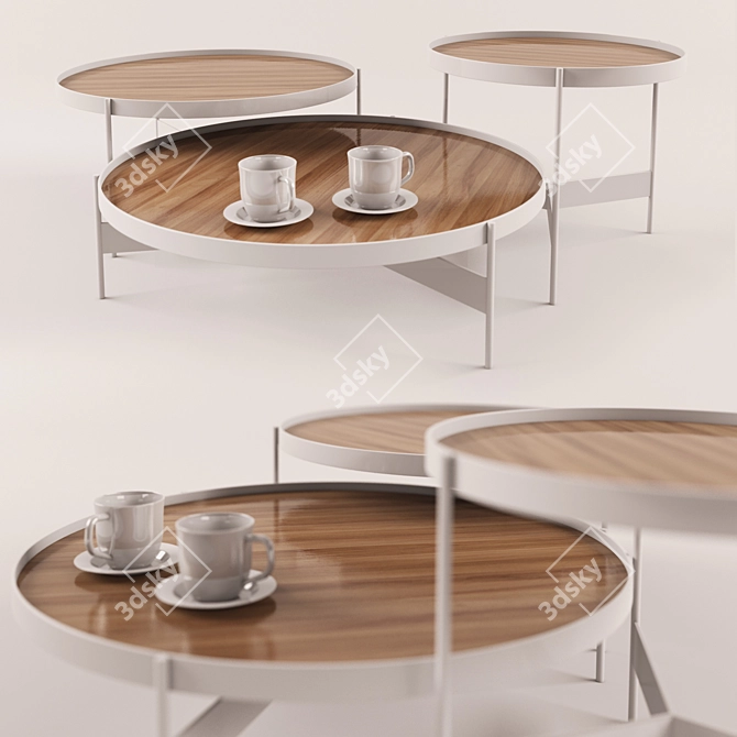 Modern 3-Piece Coffee Table Set 3D model image 1