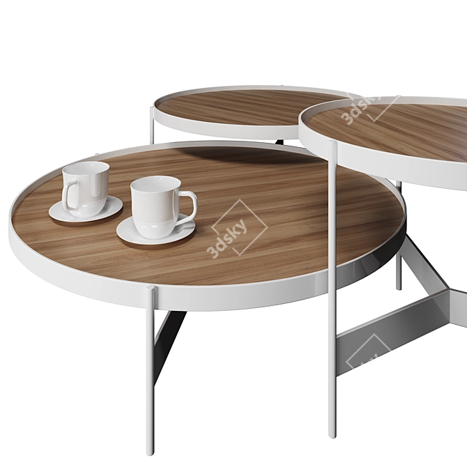 Modern 3-Piece Coffee Table Set 3D model image 3