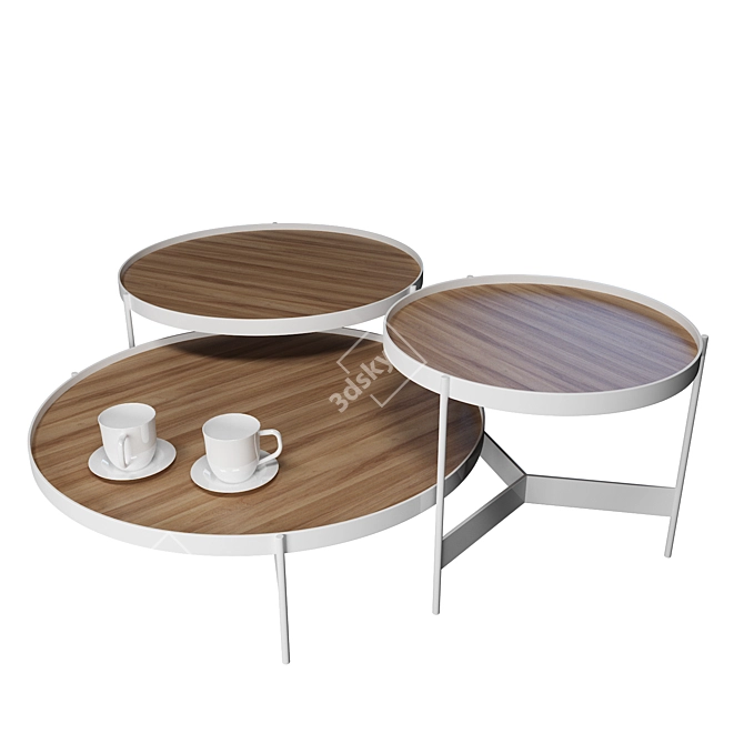 Modern 3-Piece Coffee Table Set 3D model image 4