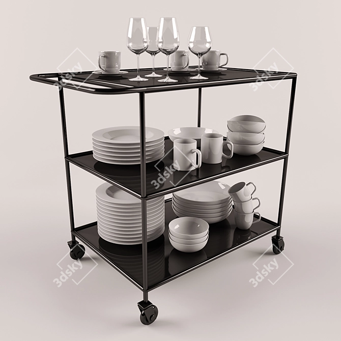 Versatile Dish Table 3D model image 1