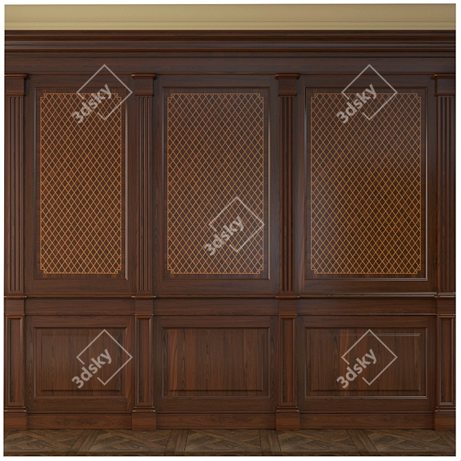 Inlaid Wood Panel Set 3D model image 1