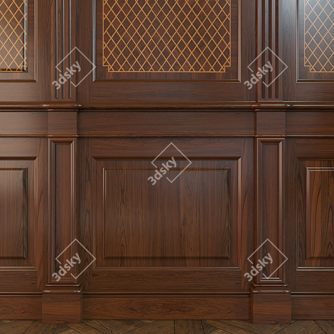 Inlaid Wood Panel Set 3D model image 2