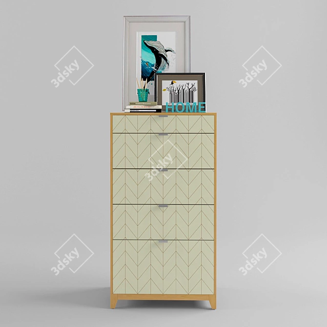 Scandinavian Eco-Style Tall Dresser 3D model image 1