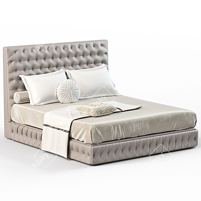 Luxurious Velvet Bed - Piermaria 3D model image 1