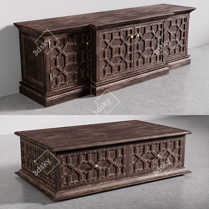 Restoration Hardware Castelló Collection: Chest of Drawers & Coffee Table 3D model image 1