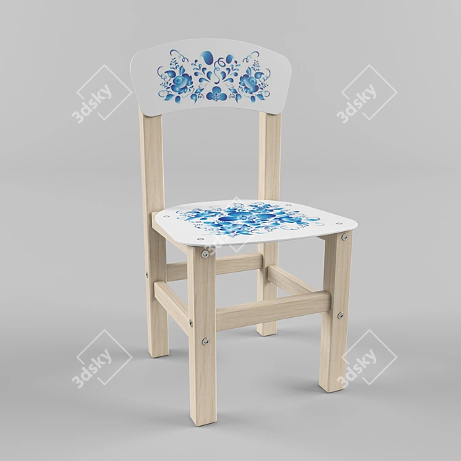 Imperial Kids Chair Gzhel-inspired 3D model image 1