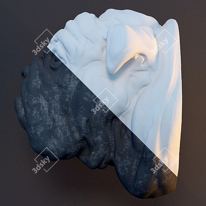 English Bulldog Plaster Head 3D model image 3