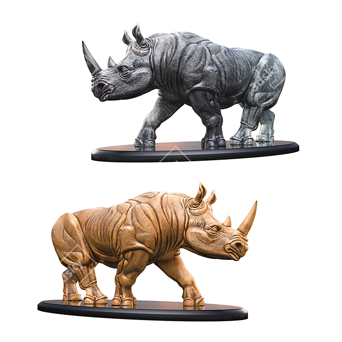 Majestic Rhino Sculpture | 3D Model 3D model image 2