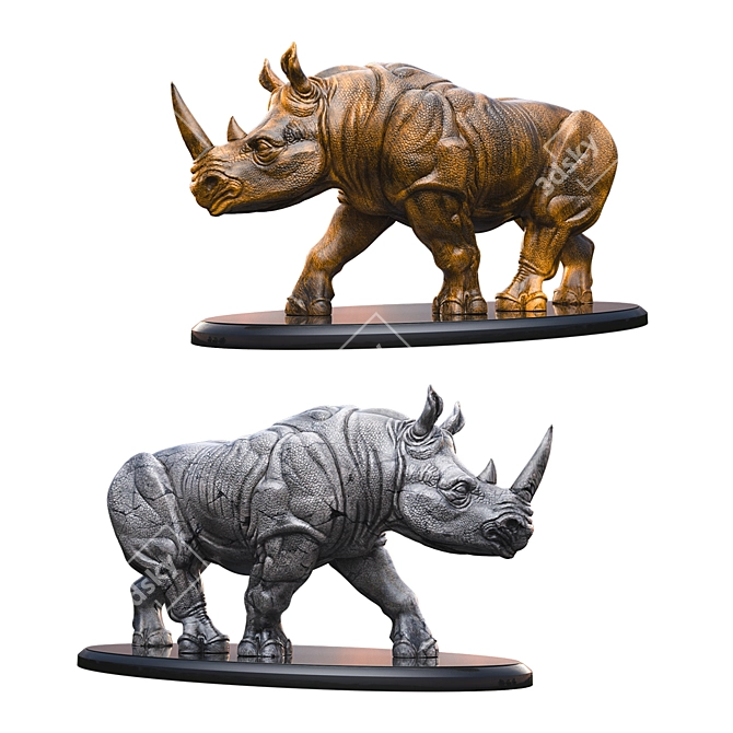 Majestic Rhino Sculpture | 3D Model 3D model image 3