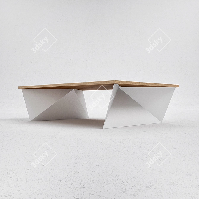 Elegant Oak & Steel Coffee Table 3D model image 1