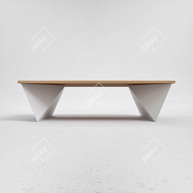 Elegant Oak & Steel Coffee Table 3D model image 2