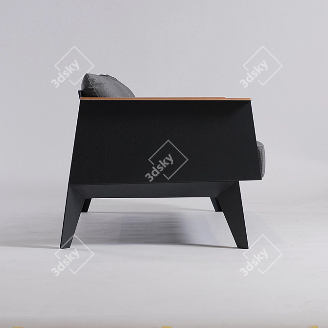 E7 Modern Steel and Ash Wood Sofa 3D model image 3