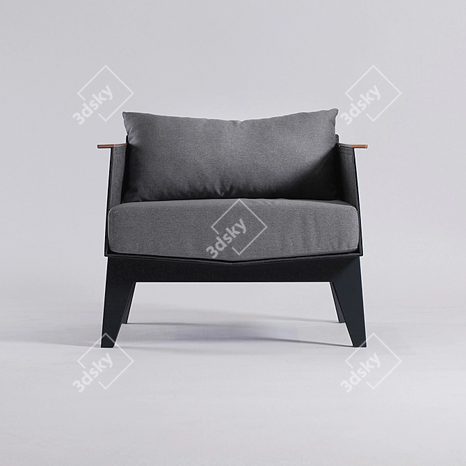 E6 Metal and Wood Lounge Chair 3D model image 2