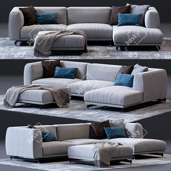 Modern St. Germain Corner Sofa 3D model image 1